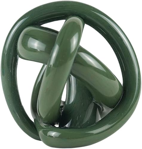 Escultura abstracta de nudo serpentino de vidrio soplado a mano  Arte de vidrio azul profundo para decoración del hogar  Bola azul océano  Adornos