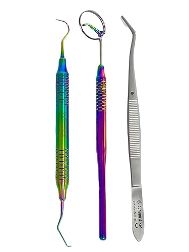 Vista 12 de ArTLaB - Juego de 3 instrumentos alemanes de alta calidad para dentistas básicos- Mirror Explorer College - Alicates de algodón con mango hueco