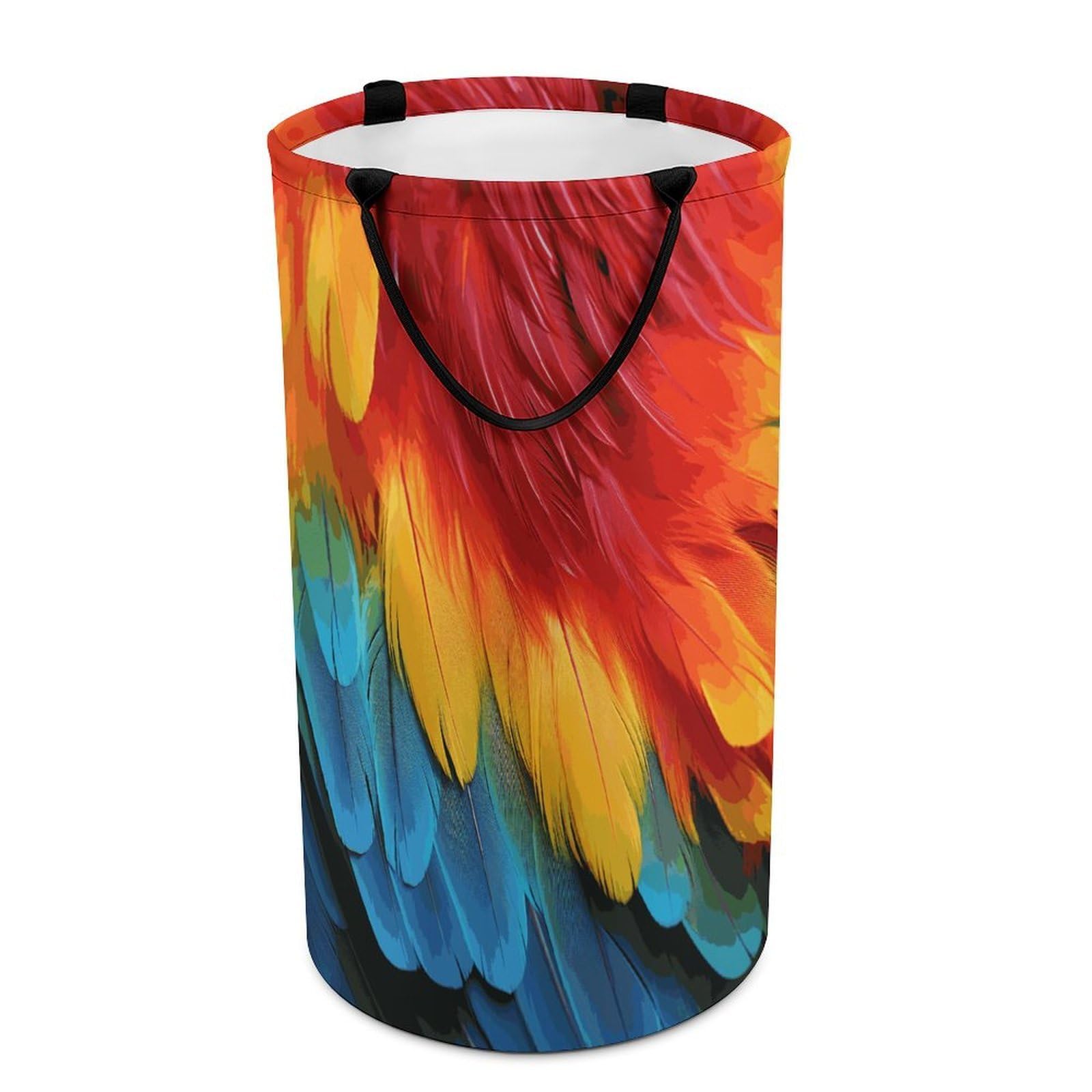 Fantastic Parrot Feather Laundry Hamper Waterproof Polyester Laundry Baskets Collapsible Dirty Clothes Storage Basket Clothes Hampers with Sturdy Handles for Travel Bedroom