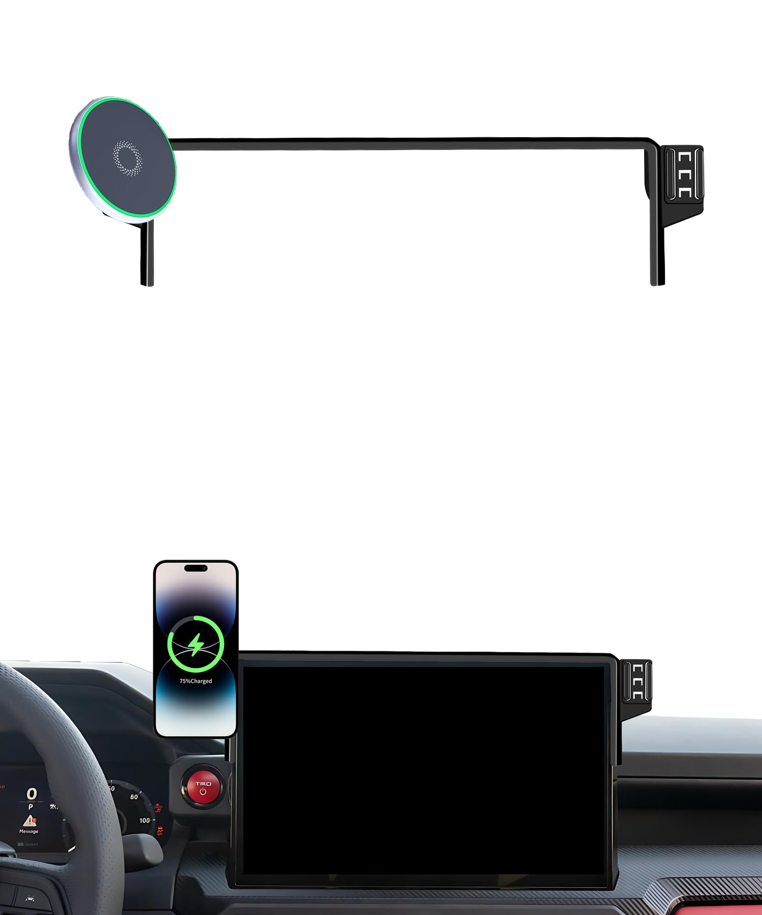 Samochodowy uchwyt na telefon do Toyota Tacoma 2024 2025 akcesoria do ekranu dotykowego 14-calowego ekranu szybkiej ładowarki bezprzewodowej 15 W stały klips uchwyt na telefon komórkowy