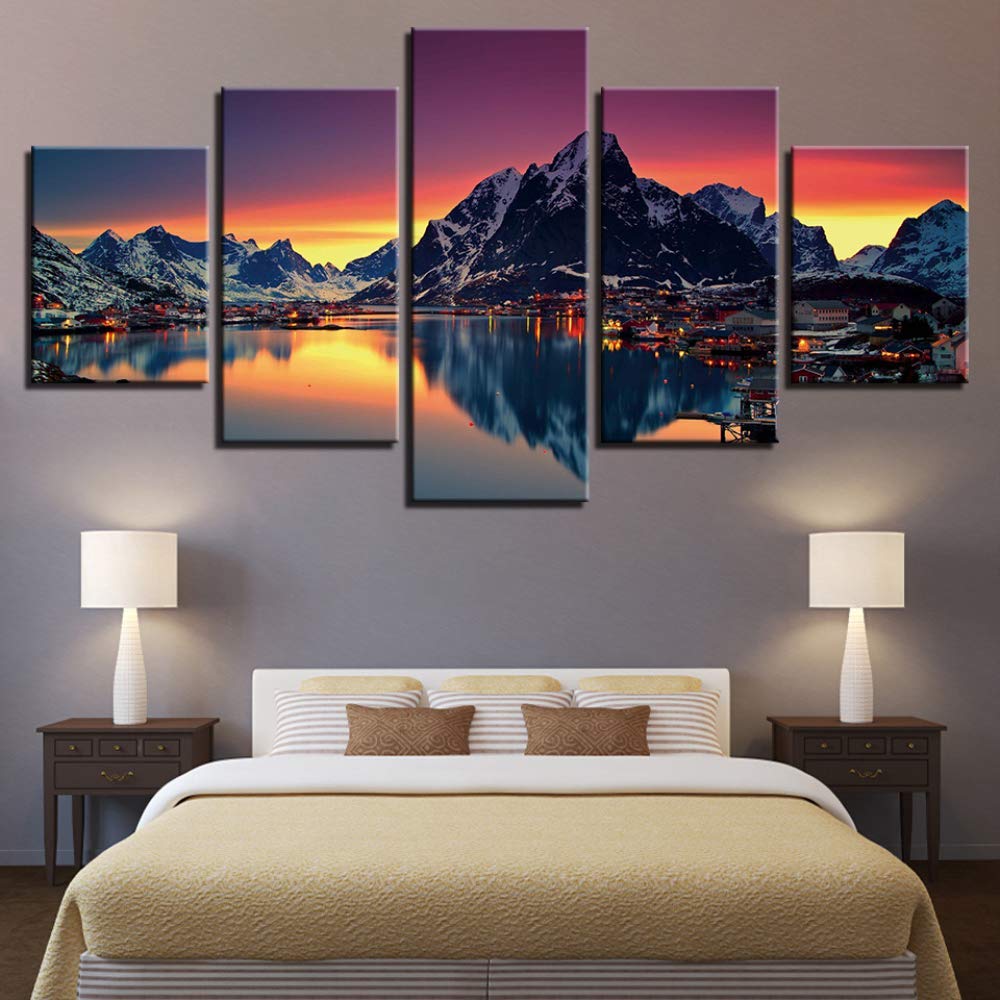 Toile mur art paysage de montagne lac spray peinture sans cadre
