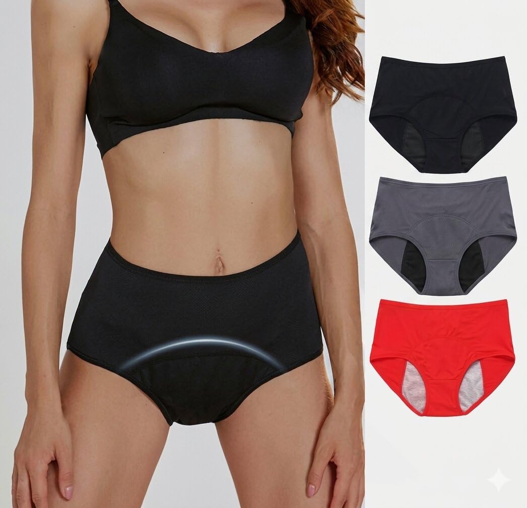 Leak-Proof Period Panties, Comfortable, Breathable, Seamless Solid Color Briefs, for Teenager-image-36