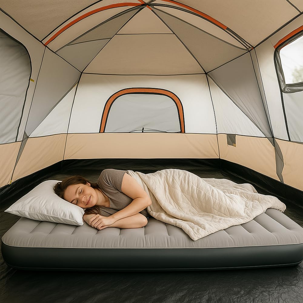 Zelt 4-6 Personen, Camping Zelt mit 2 Schlafzimmer und 1 Wohnzimmer, 310x210x180CM Familienzelt, Glamping Tent with Removable Tent Floor, für Camping, Reisen