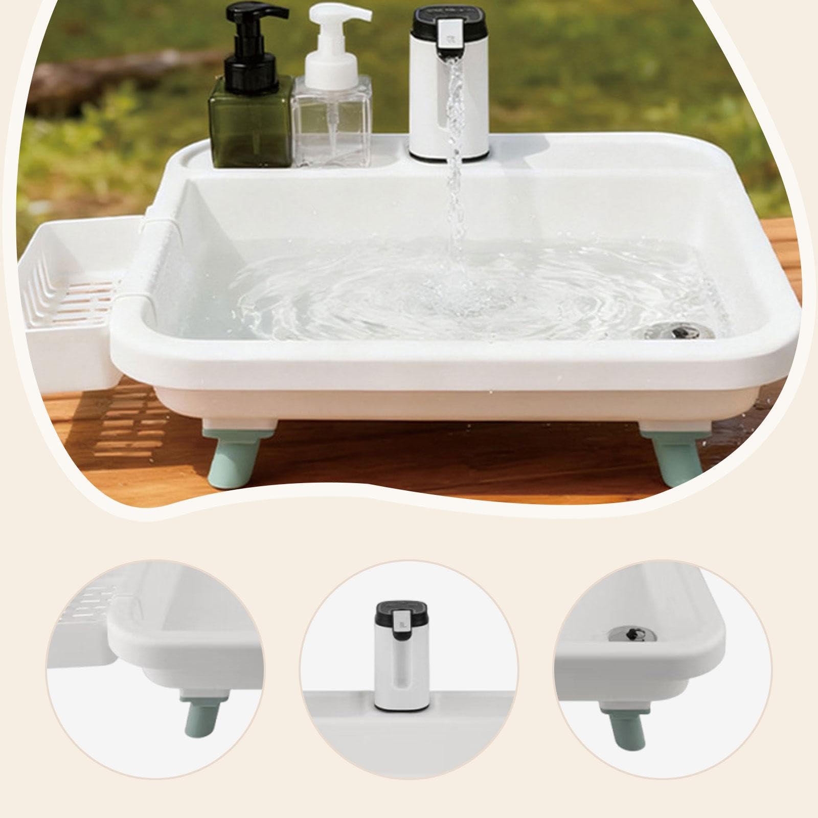 Lavabo Portatile da Esterno, Stazione Mobile per Il Lavaggio delle Mani con Rubinetto elettronico per Uso Interno ed Esterno, postazioni di Lavoro