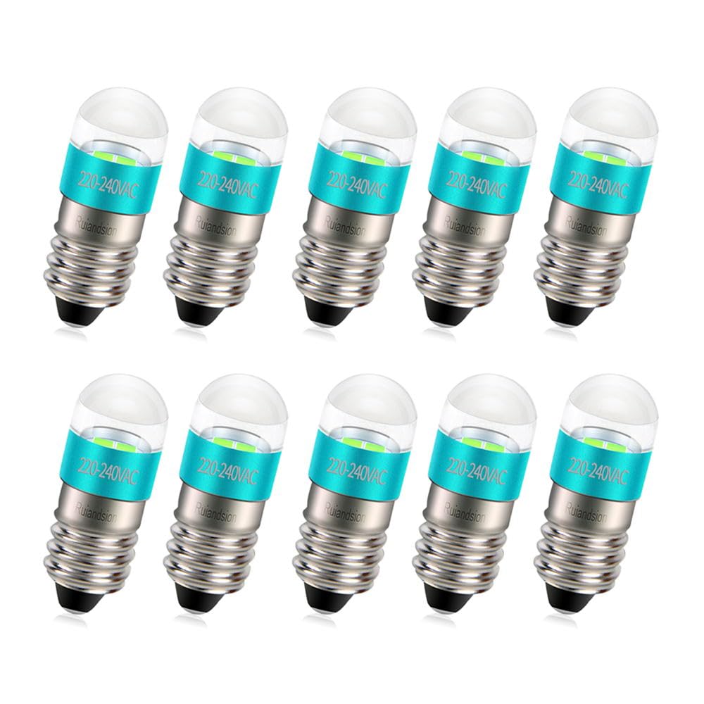 Ruiandsion 10 PCS E10 LED Bulb 220V 230V Green Screw Base 2835 2SMD Chips LED Replacement Bulb Upgrade for Candles Lights Home Bedroom Office Decor Lights — image 1