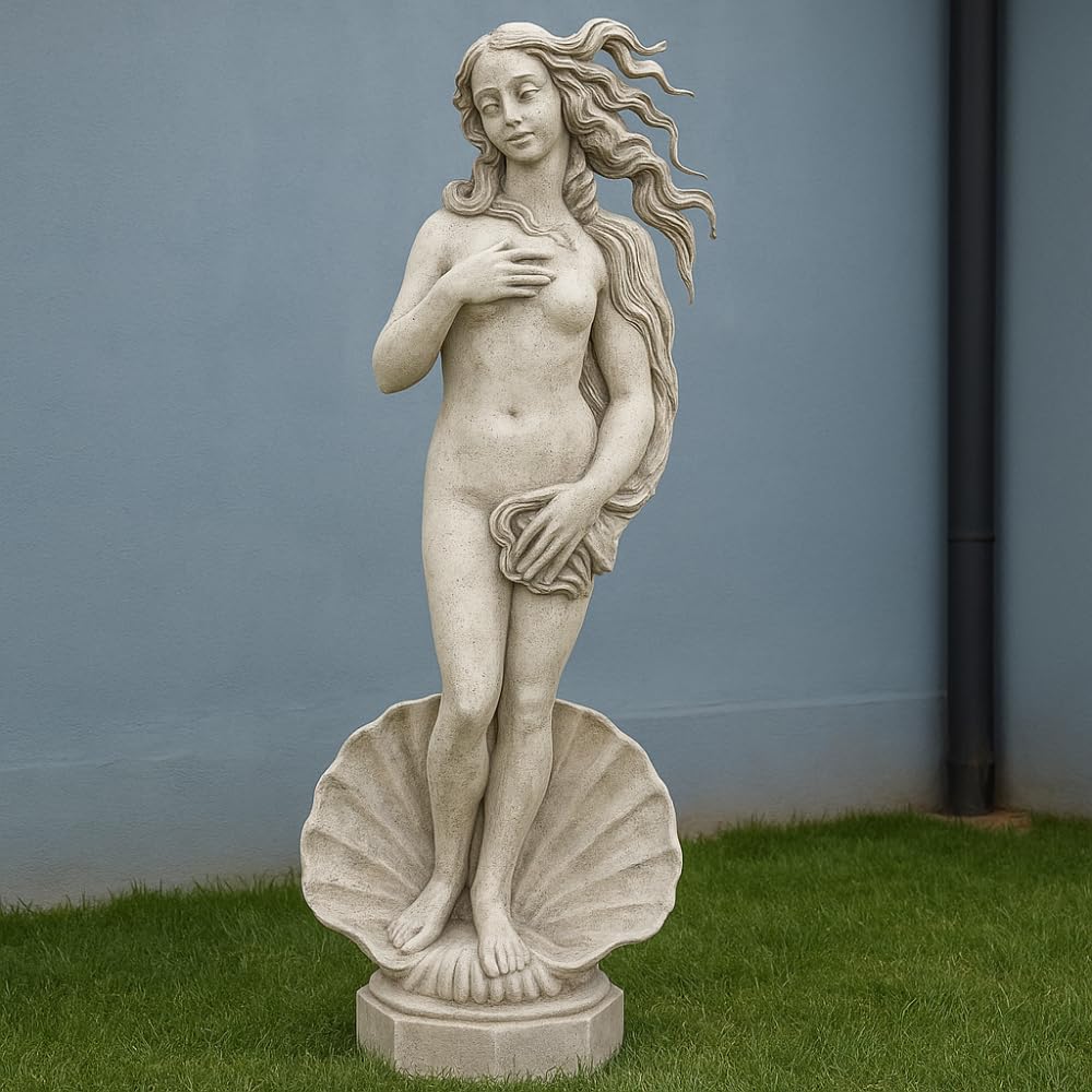 FORTUNATO Statua Cemento Grigio Effetto Pietra Naturale Venere Botticelli H120 Cm Giardini Stile Classico Senza Tempo