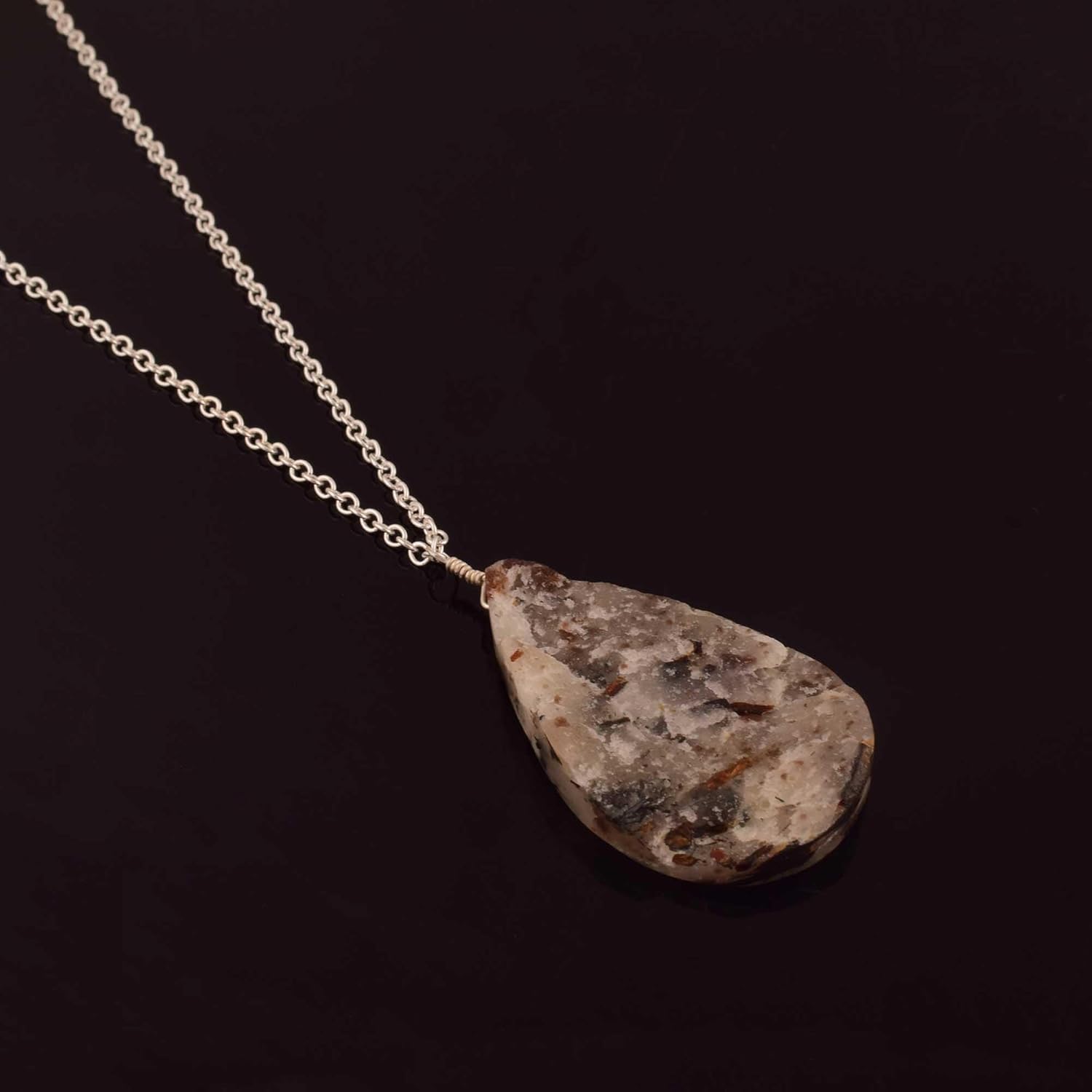 Natural Astrophyllite Crystals Pendant Necklace, Raw Pear Gemstone, Energy Healing Crystals, Birthday, Gift for Her, Gemstone Jewelry 18 inch AAA+ Quality (astrophyllite) - Image 3