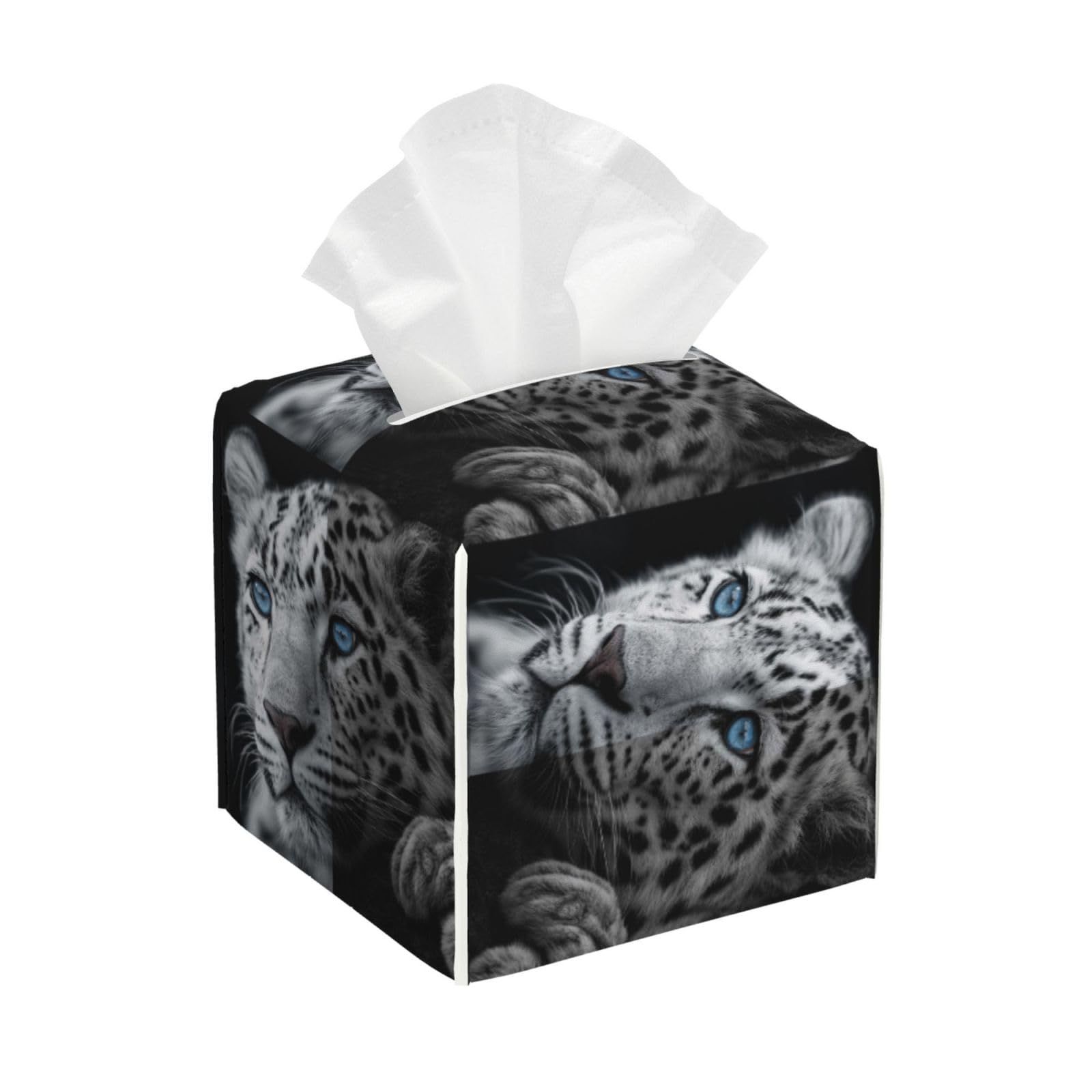 Black and White Tiger Tissue Box Cover Square Cube Boxes