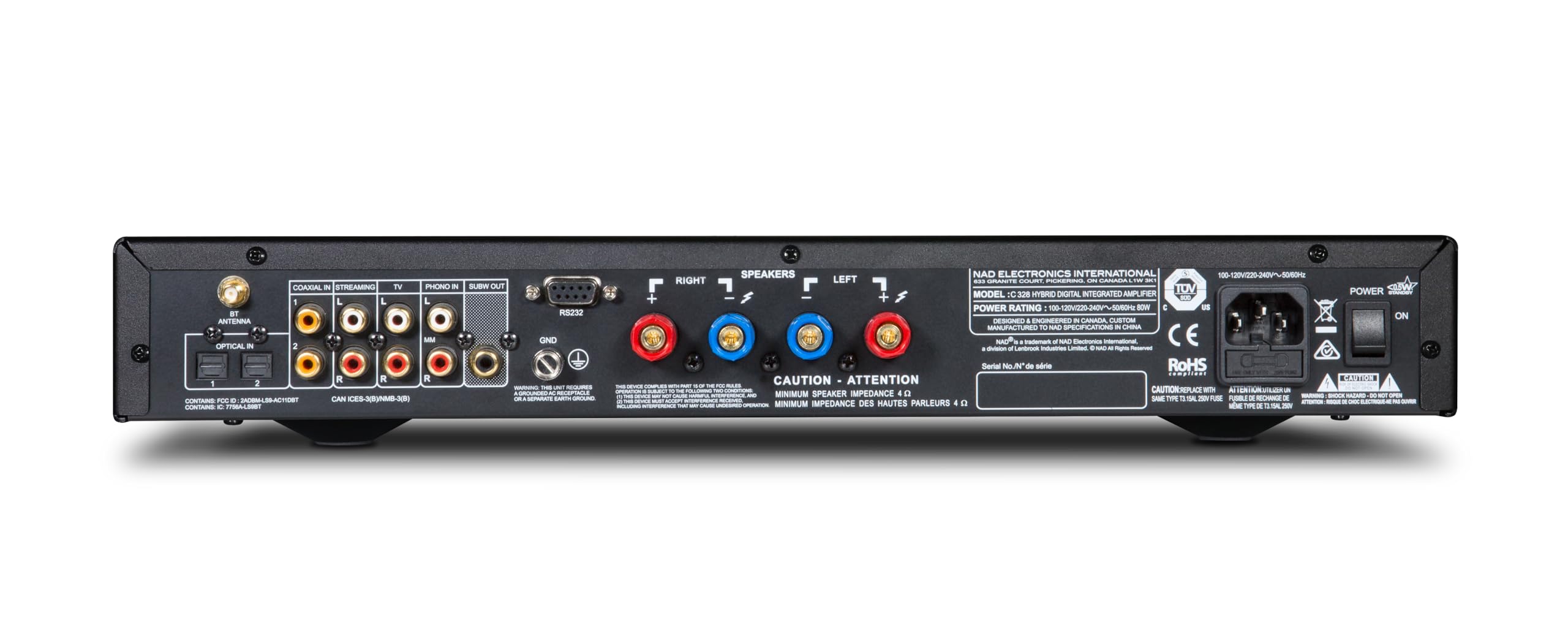 NAD C328 Amplificatore Ibrido Digitale – 50W X2 Con Bluetooth, Ingresso Fono MM E DAC 192kHz/24bit