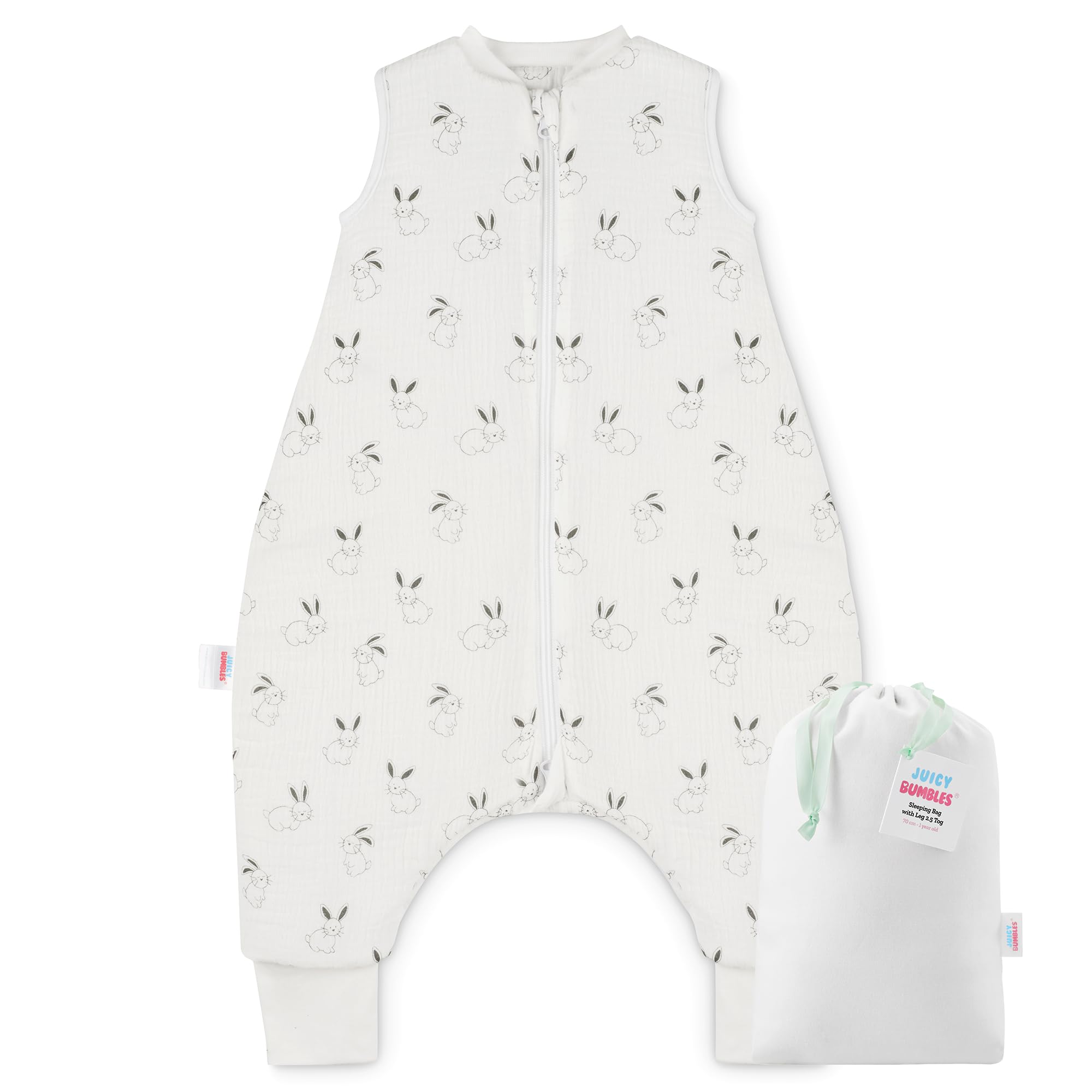 Juicy Bumbles Sacco Nanna con Piedini 2.5 Tog Imbottito in Garza di Cotone - Sacco Nanna Invernale 1-4 Anni - Sacco Nanna 2.5 Tog con Gambe Sacco Nanna Autunno Inverno