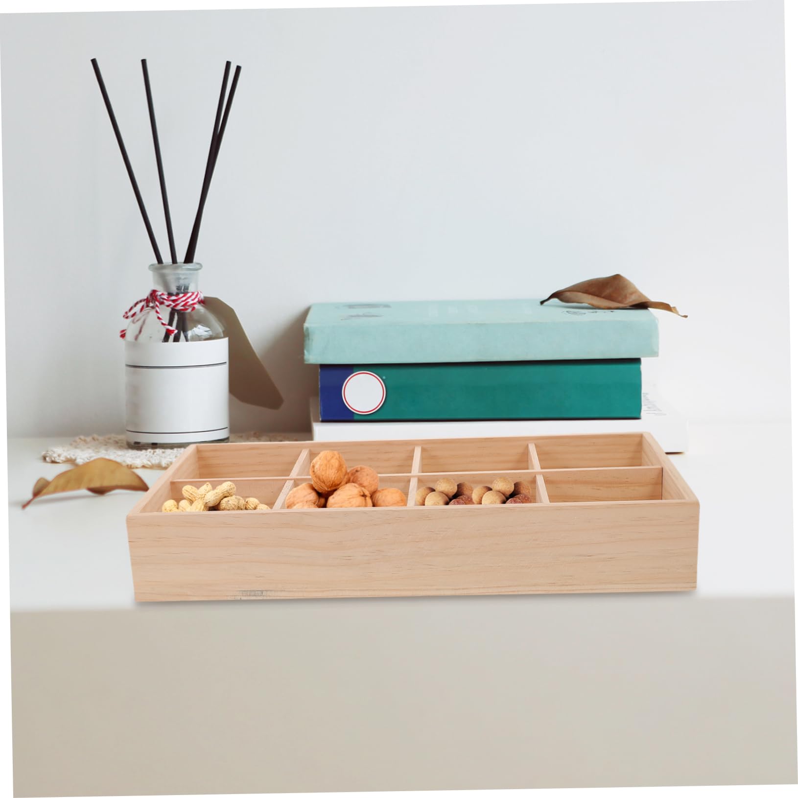 Boîte à Collations en Bois Beige à Compartiments, 1 Pièce