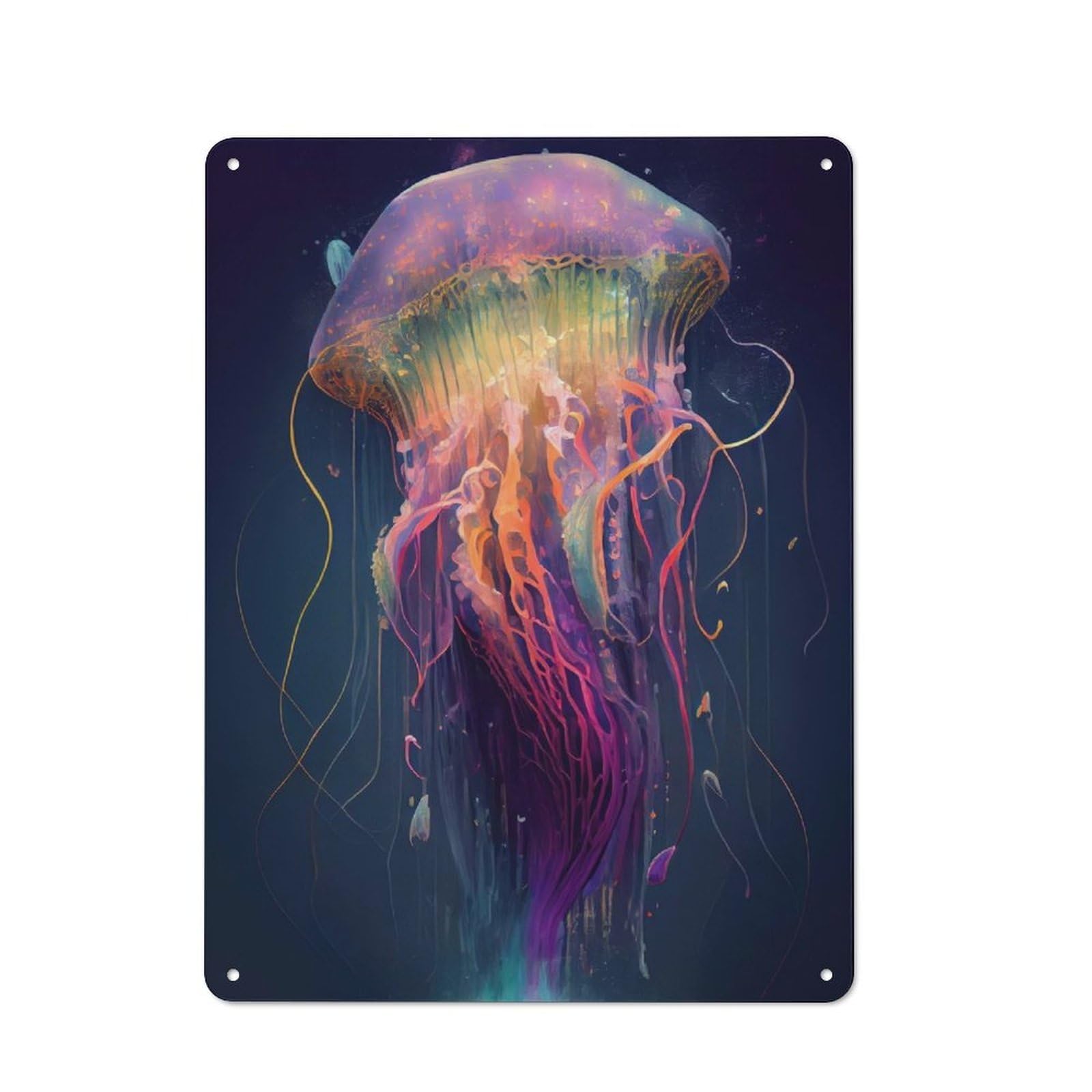Junmoney The Mysterious Jellyfish 2 Tin Wall Plaque 40X30cm With For Kitchen Or Home Bar, For Vintage Wall Decor Fans, For Garage And Workshop Walls