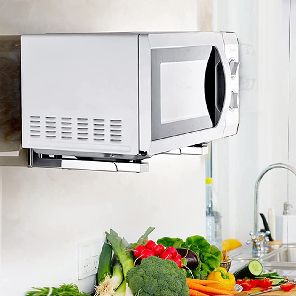 Magnetron plank verstelbare magnetron oven plank muur mount beugel roestvrij staal plank houder opvouwbaar rek pak voor magnetron oven magnetron beugels (kleur: plank