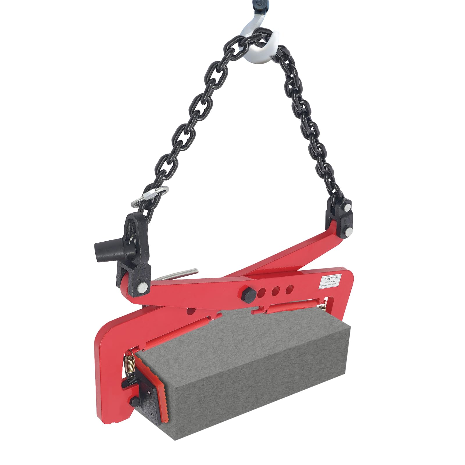 Hebezange, Verstellbare Steinklemme,12" Kettenheber mit 325 kg Tragkraft, Steinheber mit Gummiklemmbacken, Palettenklemme, robust, für Holz, Stein und schwere Materialien (Rot)
