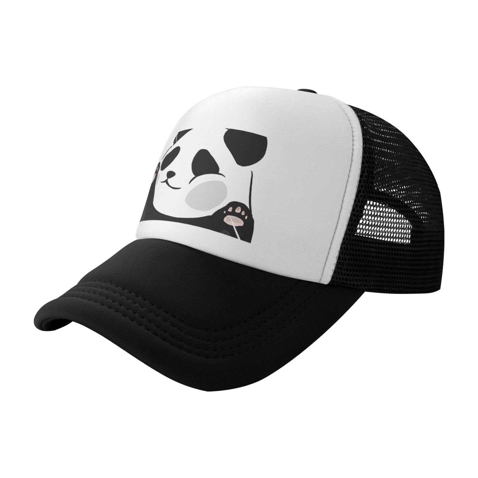 YzgWjBhd Funny Panda Breathable Mesh Baseball Cap Stylish Structured Front Trucker Cap for Daily Outdoor Use Black