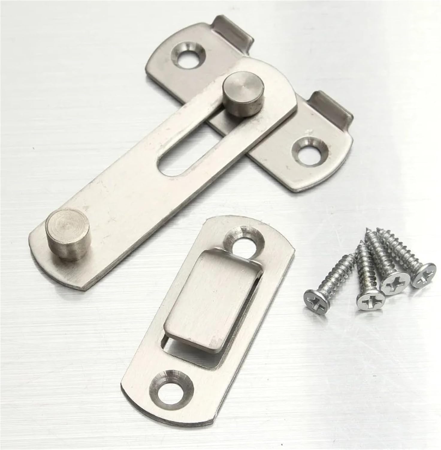 4Pcs Stainless Steel Home Safety Gate Door Bolt Latch Slide Lock Hardware+Screw(Small)