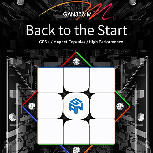 Miniatura 3 de HELLOCUBE GAN 356 M 3x3 Magic Speed Cube sin adhesivo, 3x3 pulgadas, cubo magnético 356M (versión estándar con GES)