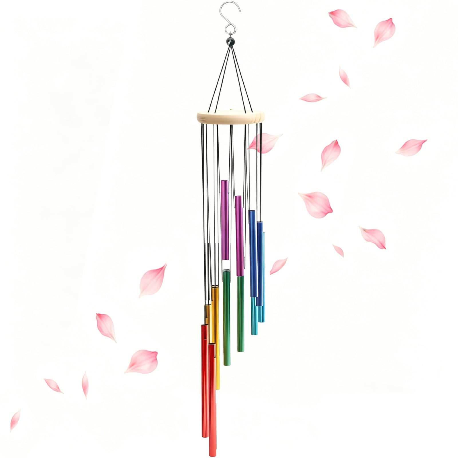 Wind Chimes Outdoor, Windchimes for Garden, Colorful Wind Chimes with 12 Aluminum Tubes, for Outdoor and Indoor Spaces, Creating Serene Ambiance in Gardens, Patios, and Meditation Areas