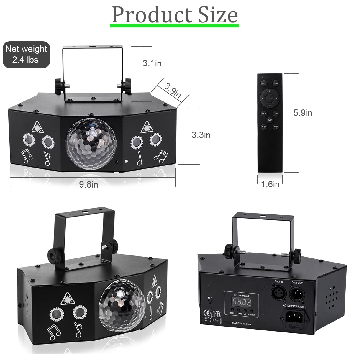 BUCLHOZ - Bola de discoteca para fiesta de DJ, soporte DMX512 y activada por sonido, iluminación estroboscópica LED para fiestas, pista de baile, cumpleaños, rave, bar, karaoke, karaoke, Navidad