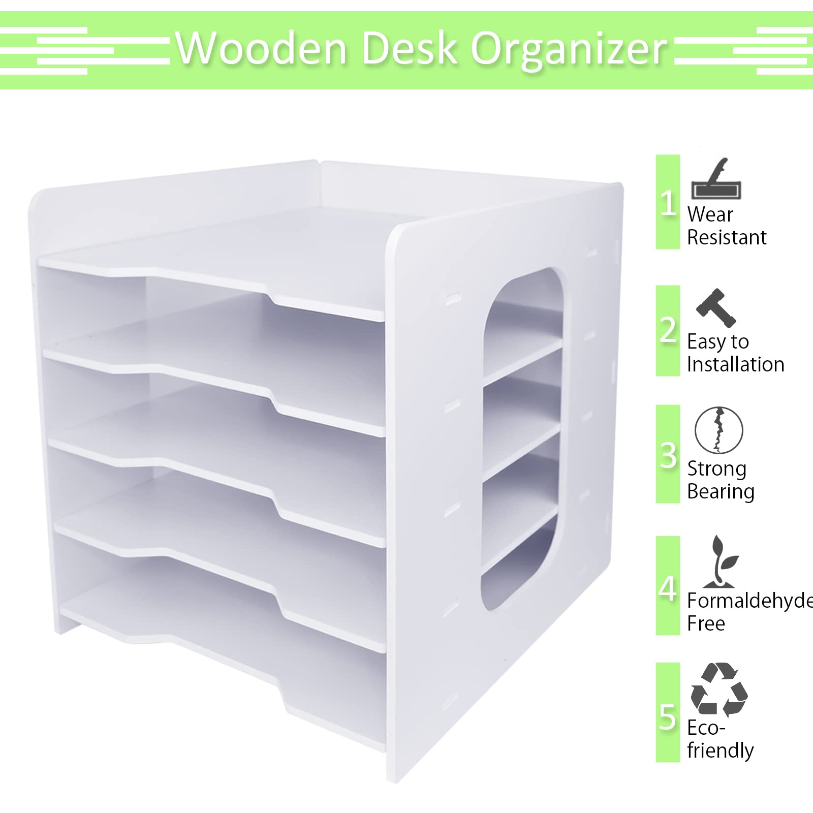 Letter Tray Organizer, 5 Tier Paper Tray Desk File Organizer A4
