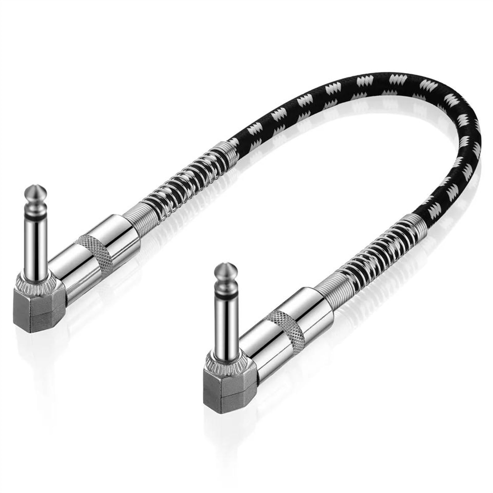5 Pz 30 Cm Nylon Intrecciato Ad Angolo Retto 1/4 '' Jack Da 6,5 ​​mm A 6,5 ​​mm OFC Cavo Audio Per Effettivi Mixer Per Chitarra Elettrica Cavo Audio per Strumento Chitarra