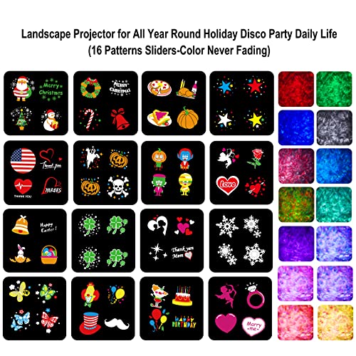 Minetom Christmas Projector Lights Outdoor 26 Hd Effects (3D Ocean Wave + Patterns) Waterproof With Timer Landscape Lights For Indoor Holiday Halloween Christmas Night Disco Party, Rgb + Multicolor #TOP1