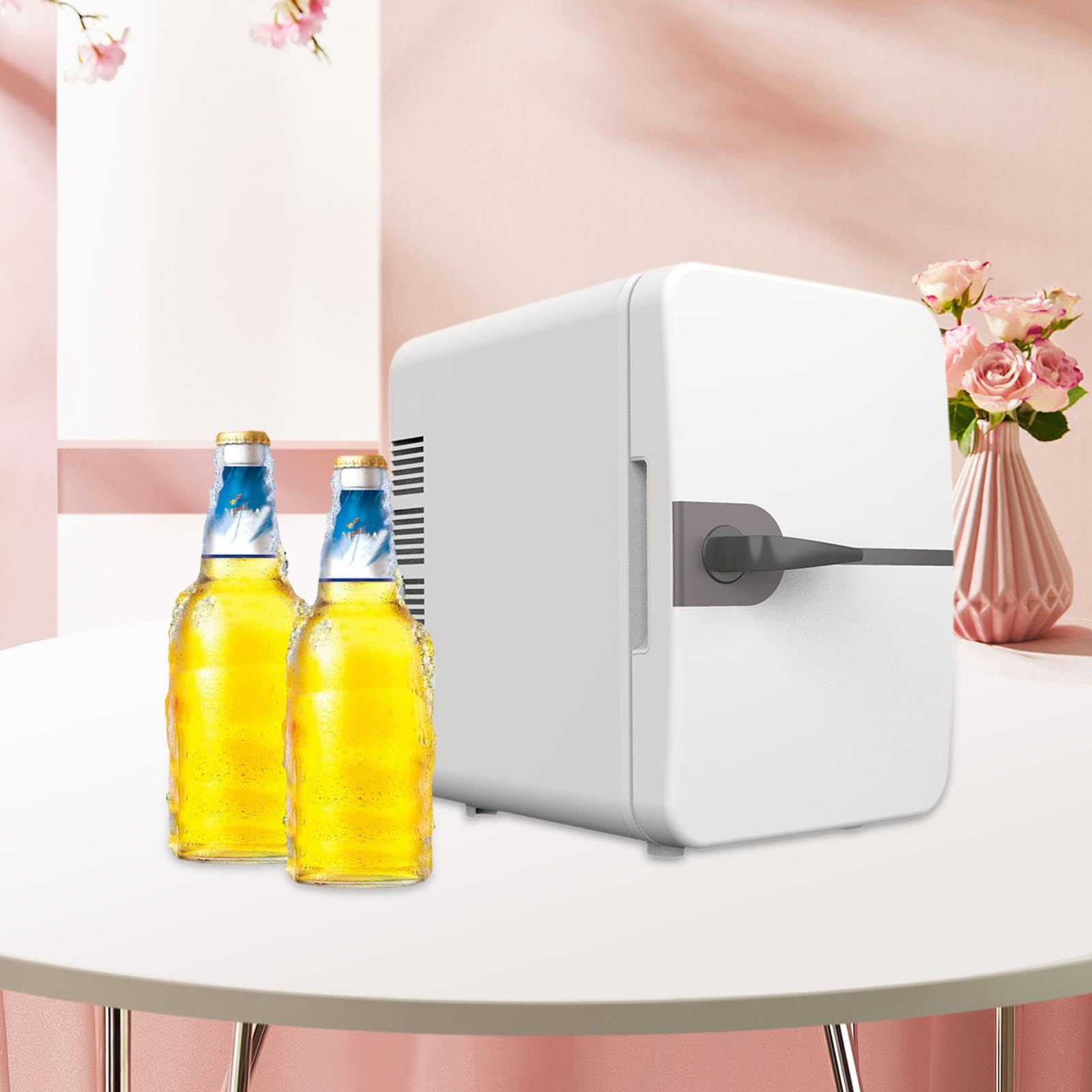 Mini Frigo de Chambre, Pratique et Moderne, Rafraîchisseur Compact 6L/8 Canettes, blanc