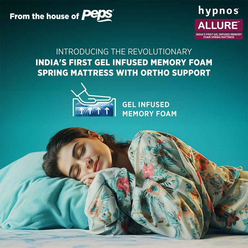 Image of Hypnos Allure Hybrid 6 Inch Gel-Infused Memory Foam Pocket Spring Mattress |King Size (75X72 Inchs) | Medium Firm Orthopedic Back Support | Zero Disturbance | 10-Year Warranty