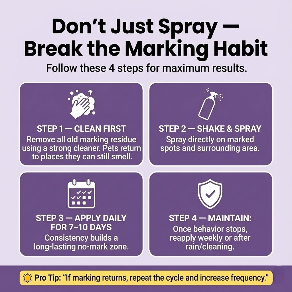 Stray Paws Mark No More Anti-Marking Spray for Cats | No Urine Marking & Pooping | Dual-Action Scent Reset & Deterrent | Indoor Use for Carpets, Floors & Furniture | 200 ml 4