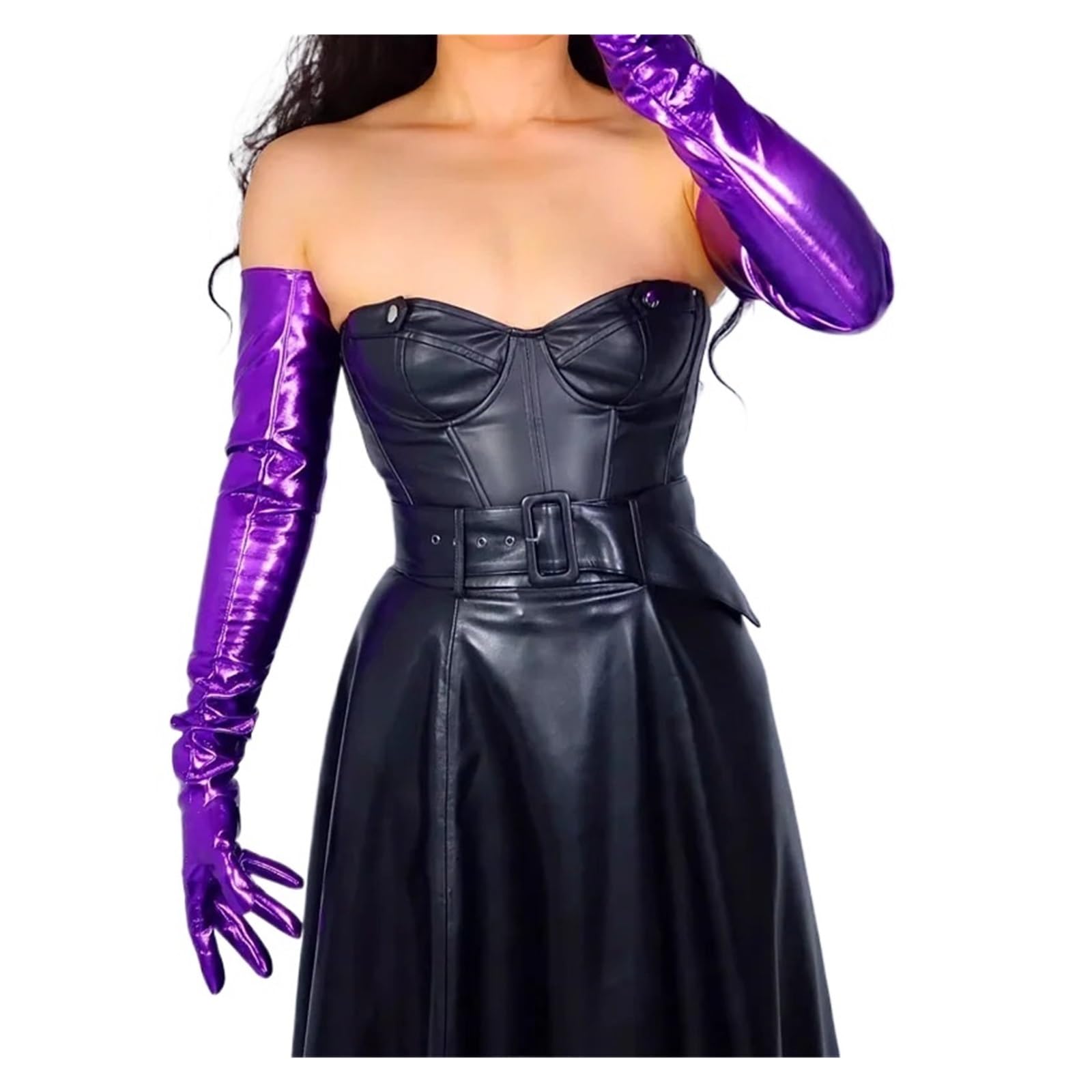 Langer Handschuh für Damen, PU-Leder, extra lange Touchscreen-Handschuhe