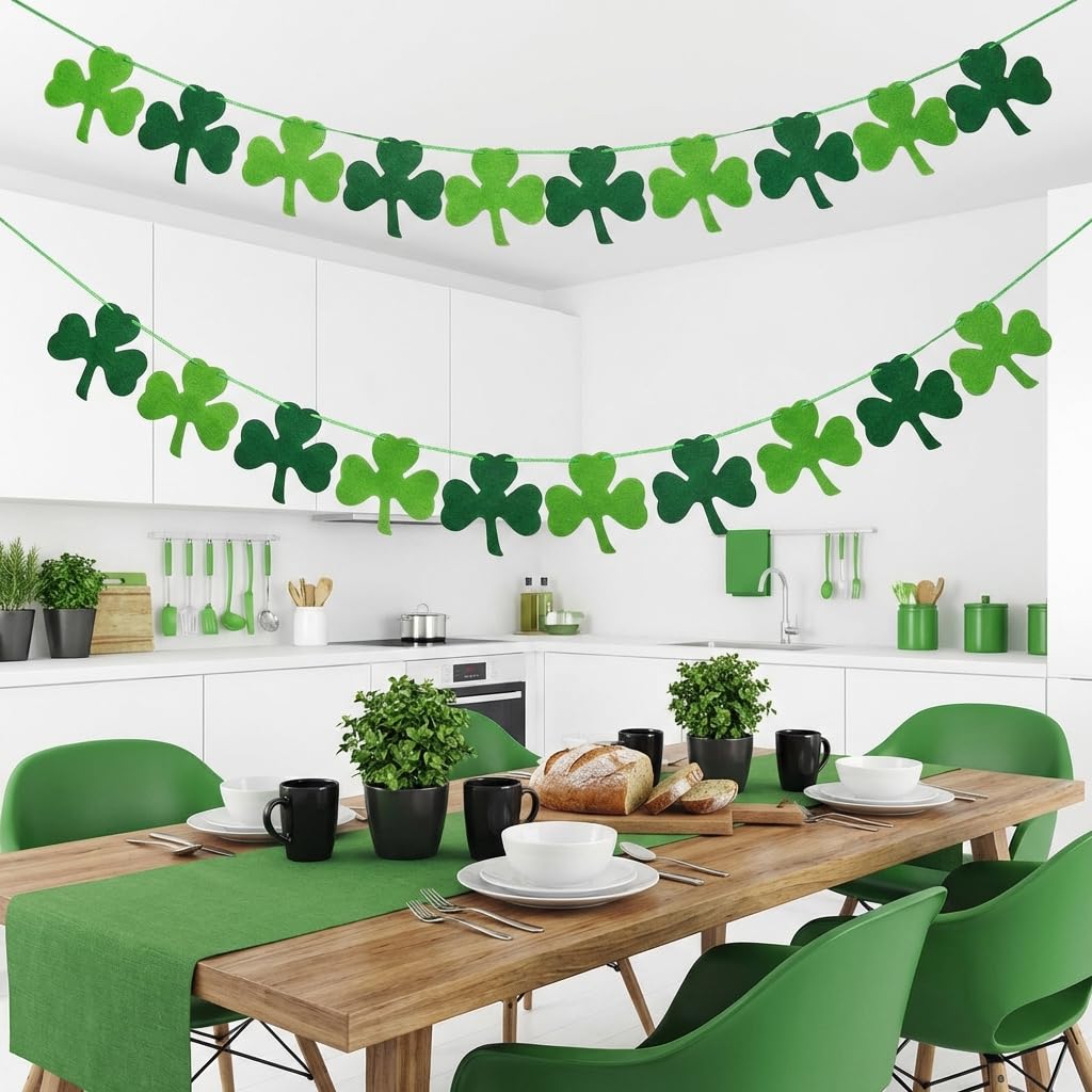 St Patricks Day Decorations,2Pcs Clover Banner for St. Patrick's Day Decor - Image 4