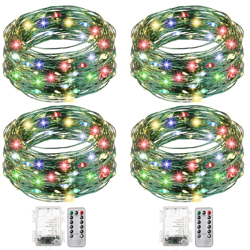 Guirlande lumineuse Noël câble vert invisible pour décoration arbre lot de 4