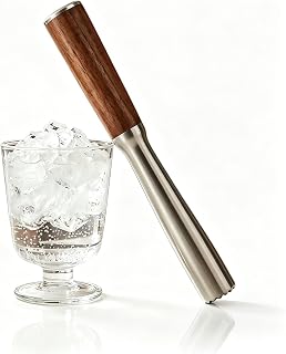 Cocktail Muddler Ice Crusher Wood-Handle Stainless Steel Bar Bartender Tool