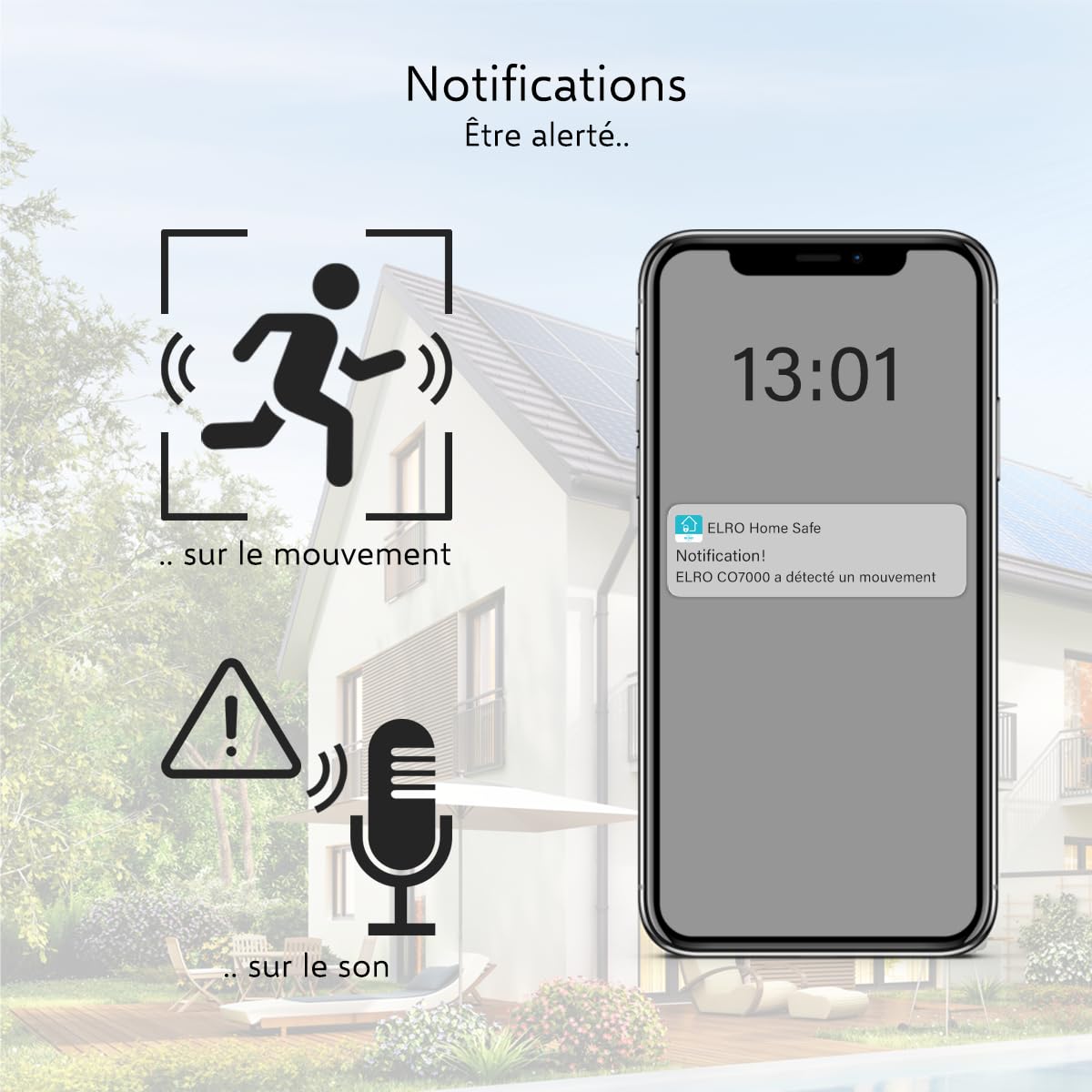ELRO CO7000 Caméra de sécurité extérieure WiFi IP avec détecteur de Mouvement et Vision Nocturne - Caméra de Surveillance Full HD 1080P - Étanche IP66