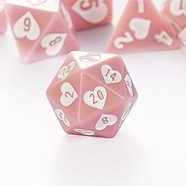 HDdais 8 Piece Pink DND Dice Set, Heart Resin Polyhedral Dice Set Extra D12 for D&D Role Playing Game and Other Tabletop Games