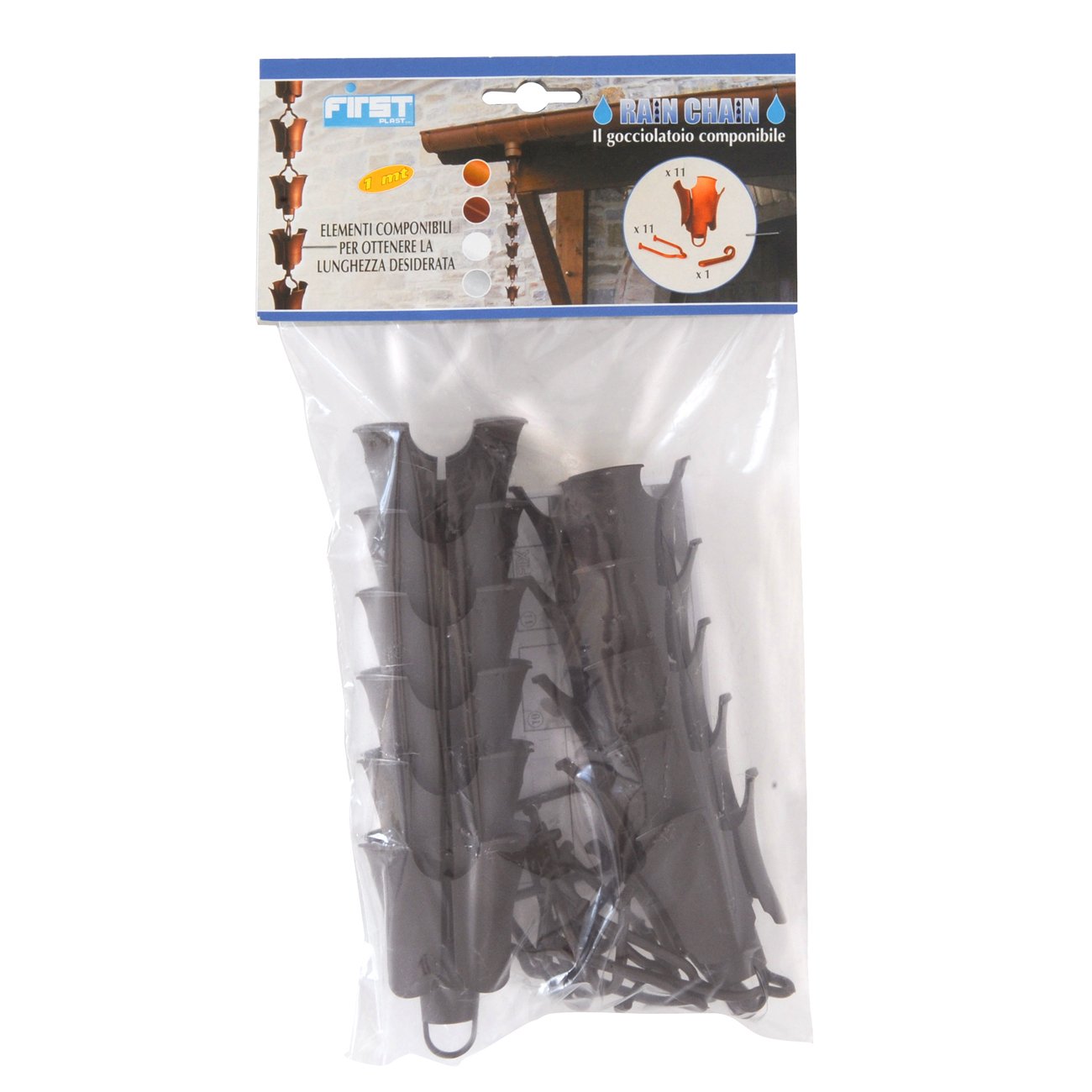 First Plast RAIN1M Gocciolatoio Componibile Catena Pluviale, Marrone