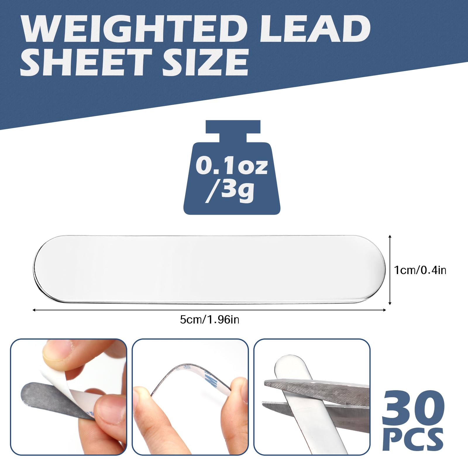 DIYCUT Bande De Plomb Autocollante - 1,2 X 107 Cm - Peut être Coupée Librement - Bande Lestée Très Flexible - Imperméable Et Coupable - Pour Clubs De Golf, Cannes à Pêche