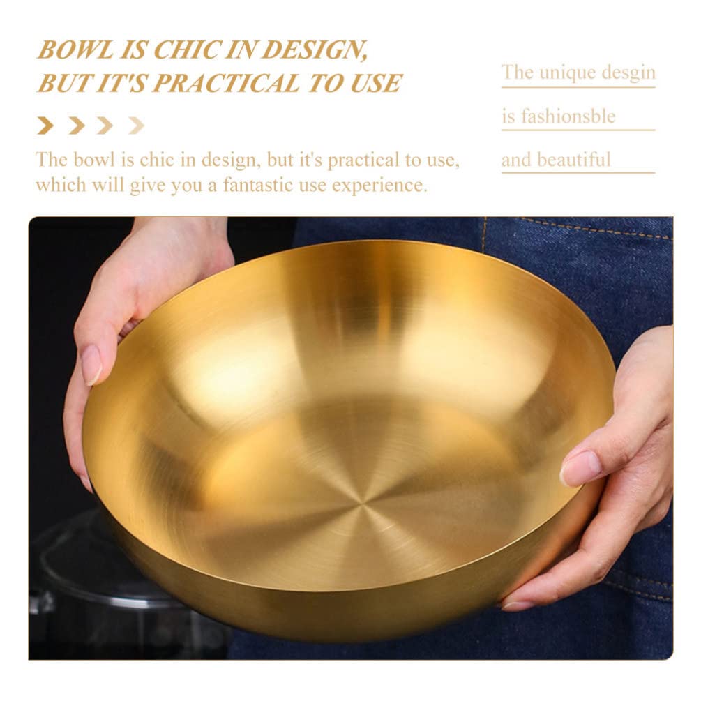 Hemoton Bol mélangeur en acier inoxydable de 23,9 cm - Bol à nouilles japonais en métal doré - Bol de service à salade pour fruits Udon Soba Pho nouilles asiatiques