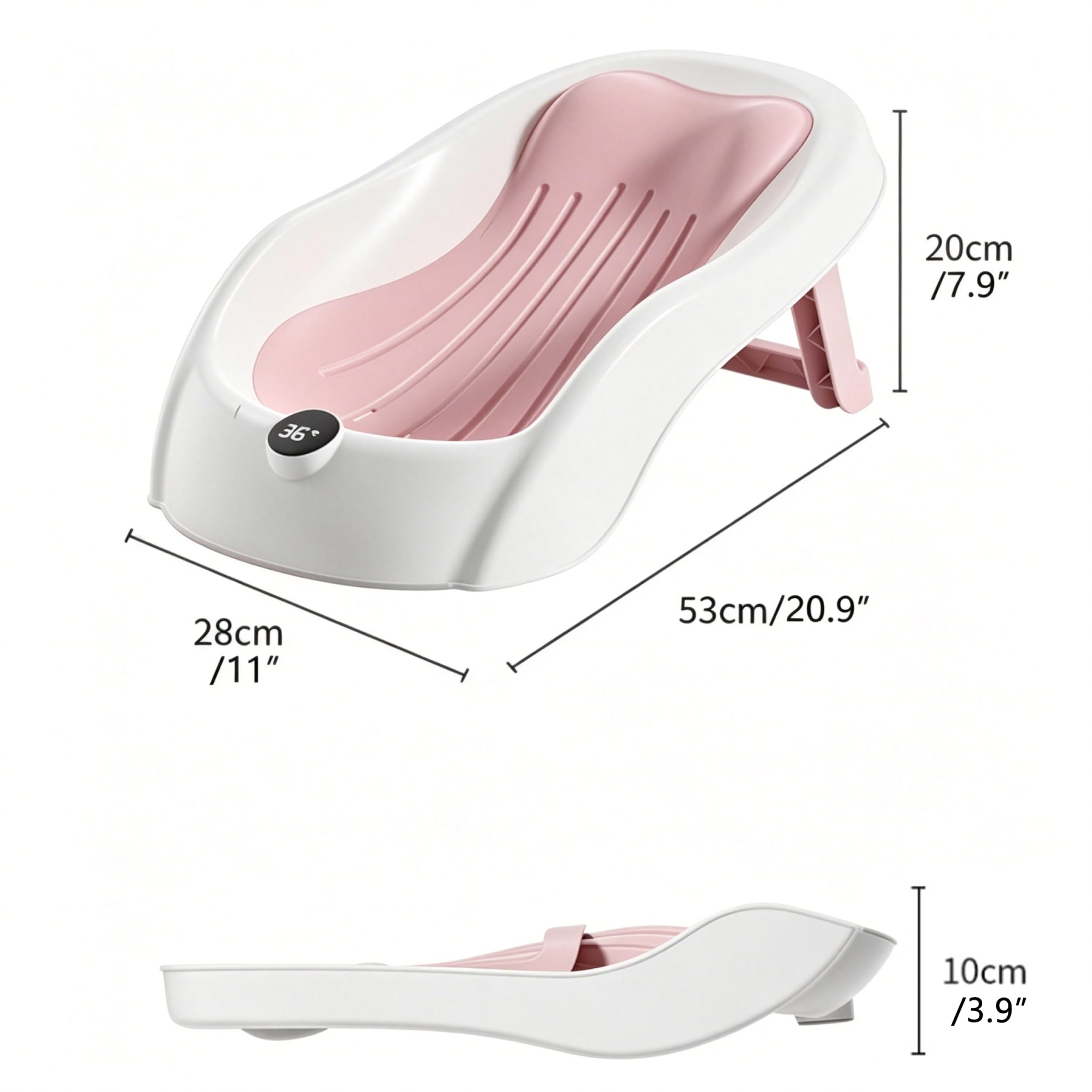 Soporte de baño para bebé, bañera para bebé con pantalla Digital de temperatura y drenaje, asiento plegable antideslizante para bañera para recién nacido, estilo-1.