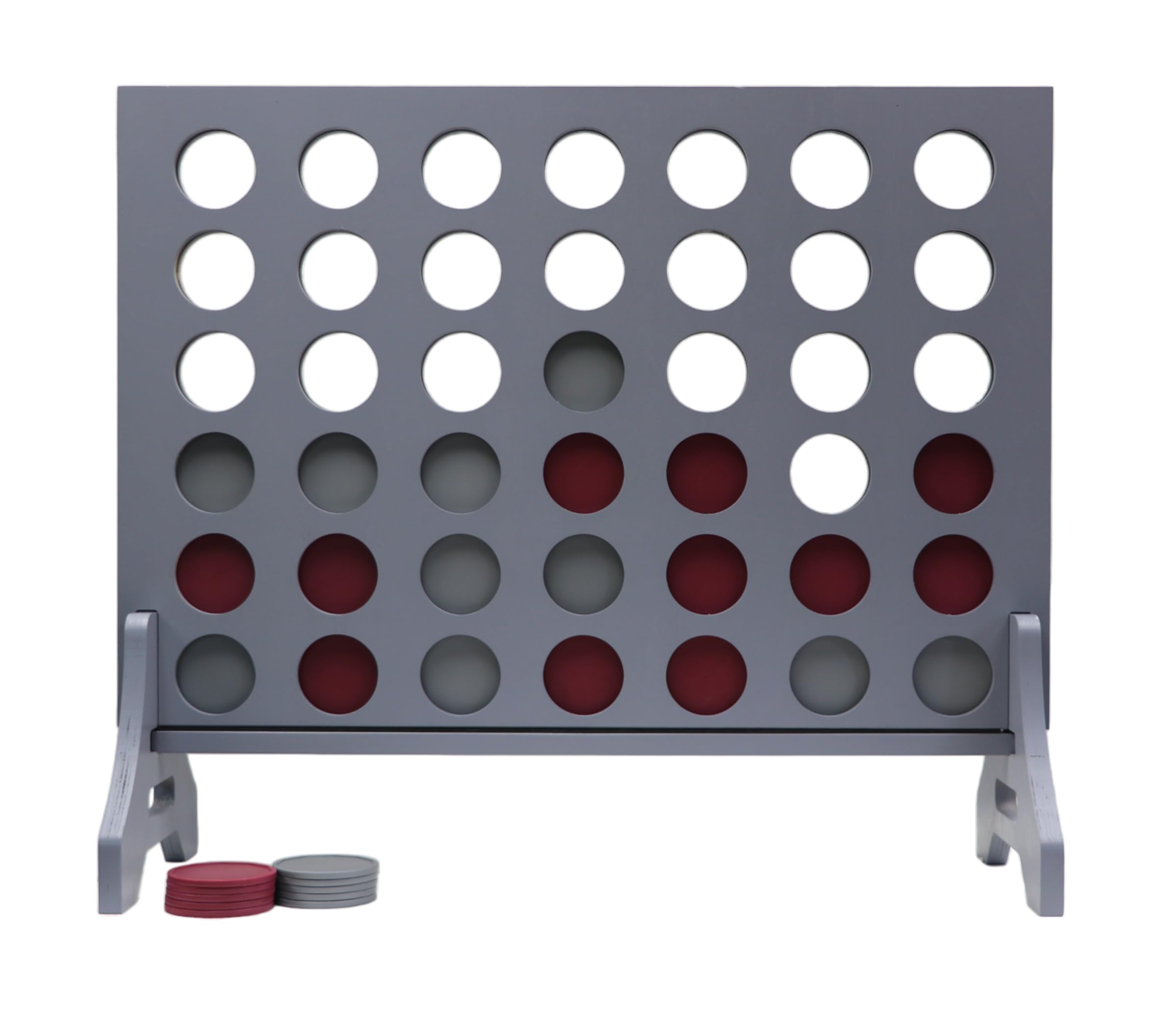 Giant 4 in a Row Game for Family &amp; Adults – Tailgating Pros Jumbo Grey Wooden Four in a Row Indoor &amp; Outdoor Yard Game for Family Party Fun, Portable Activities for Patio, Backyard, and Camping