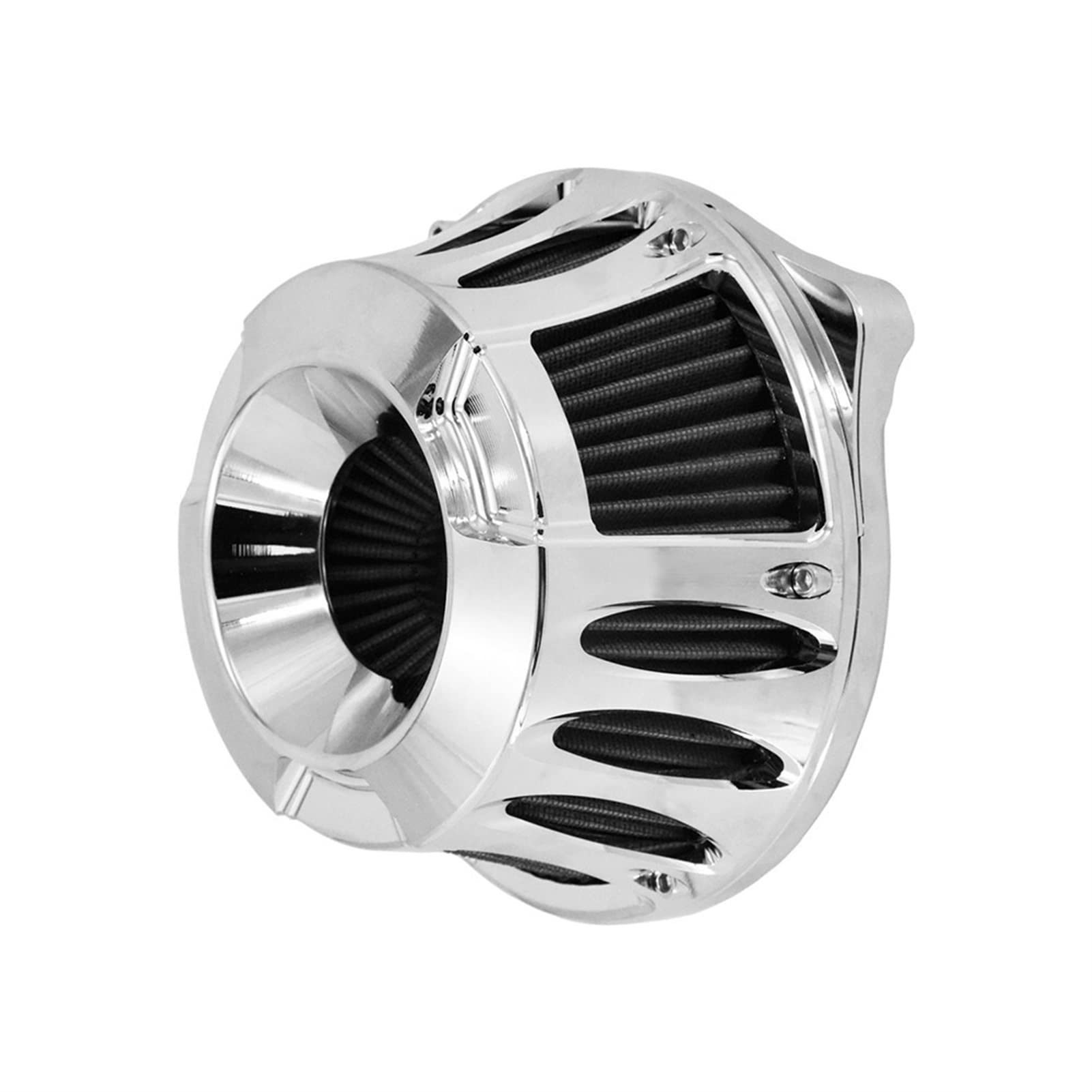 Motorbike air filter QASULER Motorcycle Chrome Air Cleaner Gray Intake Air Filter, for Harley, Sportster XL 1200 883 2004-Up Touring FLHR Softail Dyna Fat Boy(Air Cleaner Filter A)