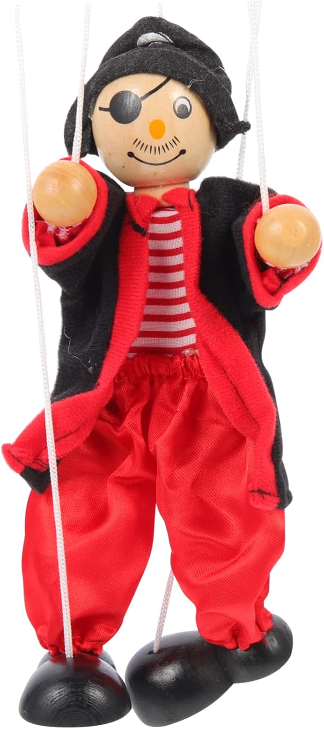 jojofuny Muñeca Marioneta Fiesta Niños Títere Pirata Juguete Cumpleaños Madera Regalo Halloween Favores