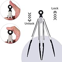 Vista 3 de Juego de 3 pinzas de cocina negras con puntas de silicona, pinzas antiadherentes resistentes al calor para asar a la parrilla, barbacoa, buffet