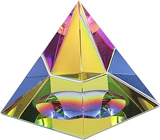 OwnMy Crystal Pyramid Iridescent Suncatchers Crystal Prism Rainbow Color Prism Desk Ornament Glass Paperweight Pyramid with Gift Box for Decoration Gift Collection (60MM / 2.4")