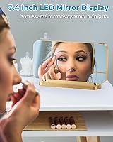 Vista 7 de SZELAM Projection Alarm Clock,7.4" LED Mirror Digital Clocks Large Display,with 180° Rotatable Projector,RGB Night Light,USB C Port,Auto Dimmer