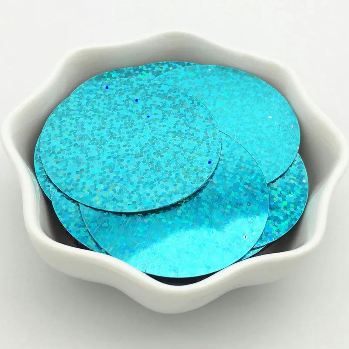 Cekiny do szycia rzemieślniczego, s 40mm Duże okrągłe cekiny PVC Płaskie luźne cekiny DIY Craft Szycie Craft Akcesoria do odzieży damskiej 30g(Lake blue)