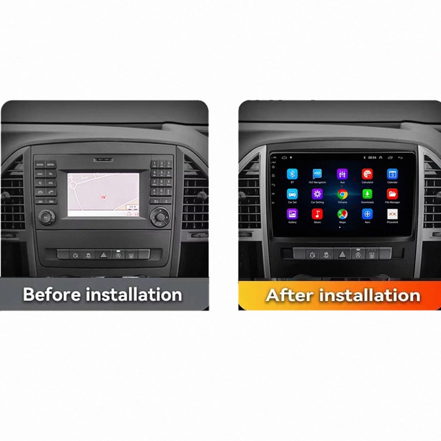 Gps Navigation Multimedia Video Player dla Mercedes Benz Vito W447 2014-2021 Przenośny Ekran Dotykowy Carplay Z Siri, Bluetooth, Nadajnikiem, Sterowaniem, 4 Rdzeń 4G+64G