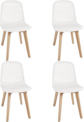 KM Legend Sillas modernas sin brazos con patas de madera para sala, dormitorio, cocina, comedor, sala de espera, restaurantes, cafeterías, juego de 4