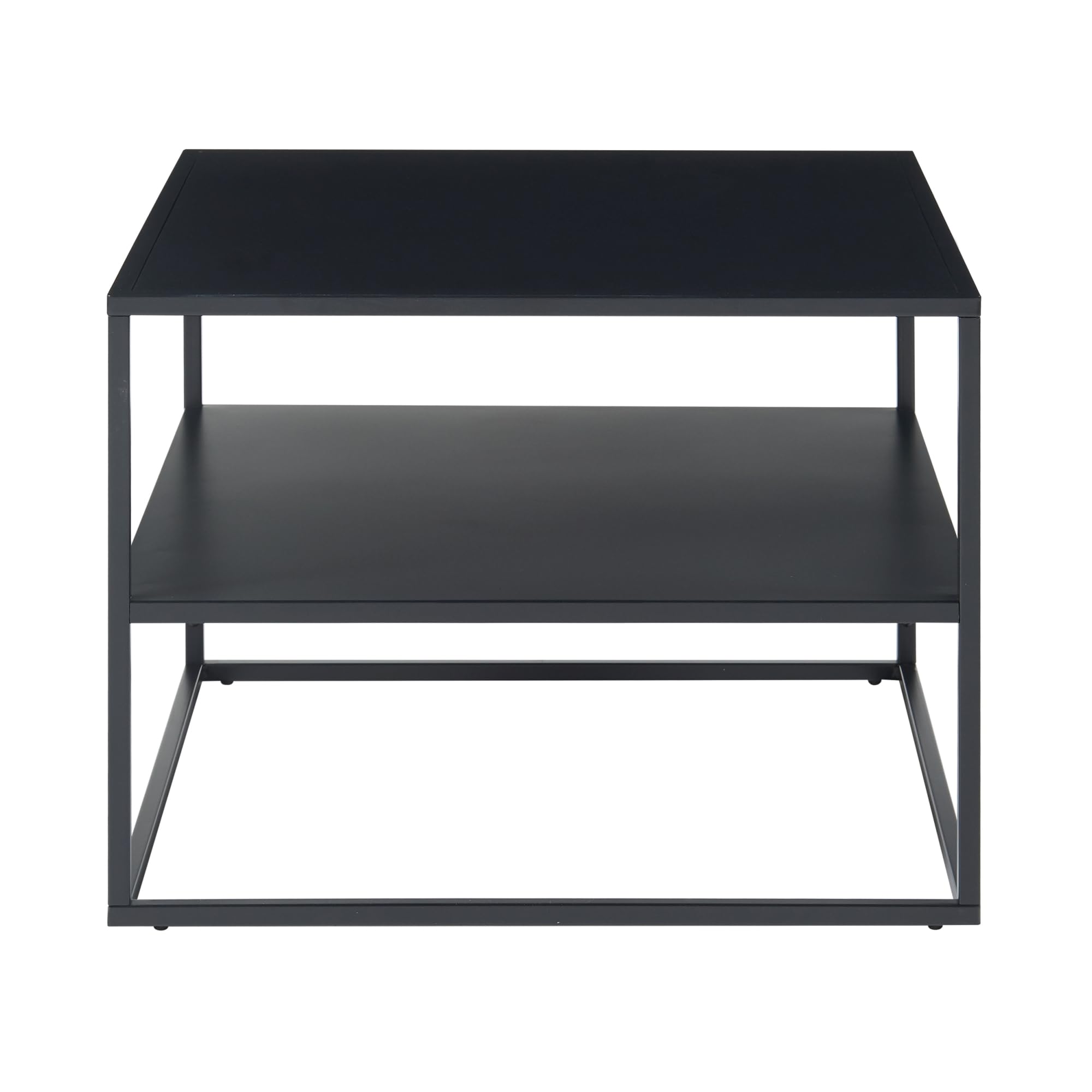 [en.casa] Mesa de Centro Solund Cuadrada con 1 Estante Diseño Industrial Mesa Baja para Salón Sala de Espera Oficina Limpieza Fácil Acero 60 x 60 x 45cm - Negro Mate