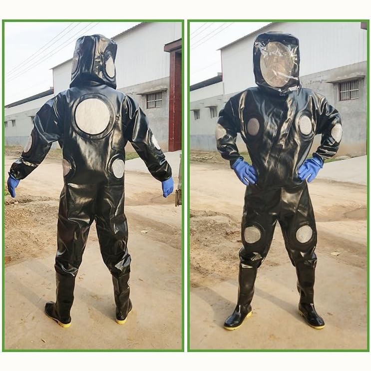 Combinaison d'apiculture imperméable avec trous de ventilation, design anti-piqûres, gants et masque, tenue d'apiculteur professionnelle multi-tailles avec 3 petits éventails